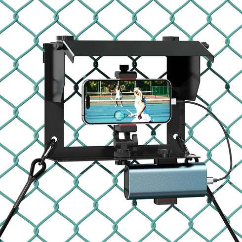 Racokky Phone Fence Mount with Shade and Power Bank Holder, Mounting Kit Compatible