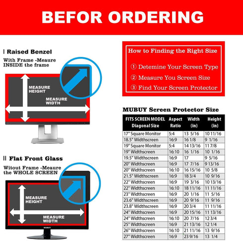 20 inch (2 Pack) 16:9 (17.4" 9.8" Blue Light Screen Protector Monitor Desktop Monitor Widescreen, Reduce Glare