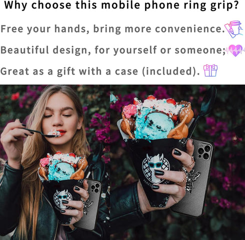 TACOMEGE Bee Cell Phone Ring Holder gift for girls women, Crystal Finger Ring Kickstand Compatible with Smartphone