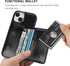 KIHUWEY iPhone 15 Wallet Case, Credit Card Holder, Premium Leather Kickstand, Shockproof Cover (Black)