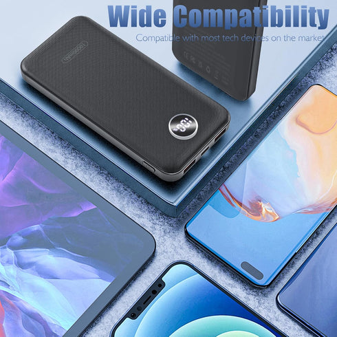 Byobyc 10000mAh 22.5W Pack Portable Charger, Compact Power Bank with Type-C Cable, Fast Charging External Battery