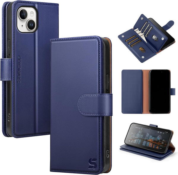 Shieldtop Compatible with iPhone 13 Wallet Case with Card Holder,Women Men RFID Blocking