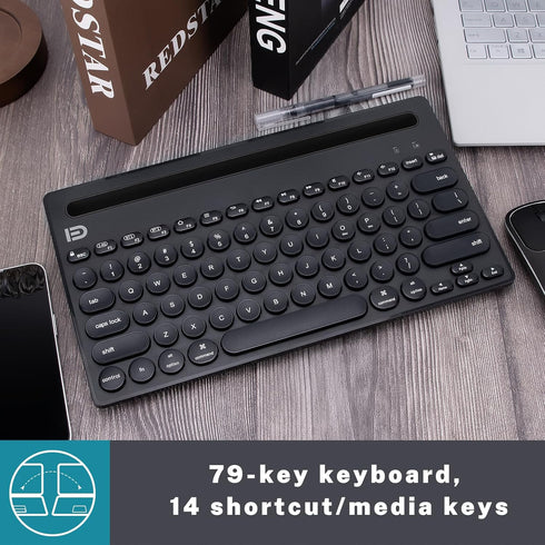 Wireless Keyboard - Dual Channel Multi-Device Bluetooth Keyboard, Portable Slim for Tablet and PC