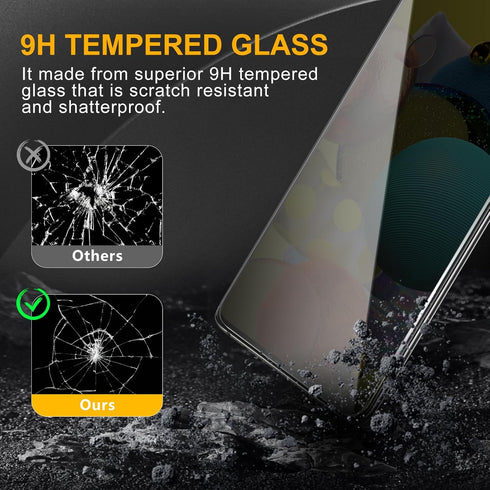 3 Pack Privacy Screen Protector for Samsung Galaxy A51 with Camera Lens Protector, Anti Spy Tempered Glass 9H Hardness