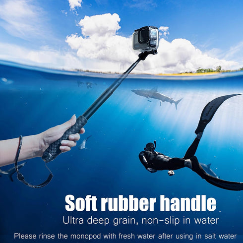 SOONSUN 45'' Aluminum Waterproof Extension Monopod for GoPro Hero 12 11 10 9 8 7 6 5 4, Insta360 Cameras