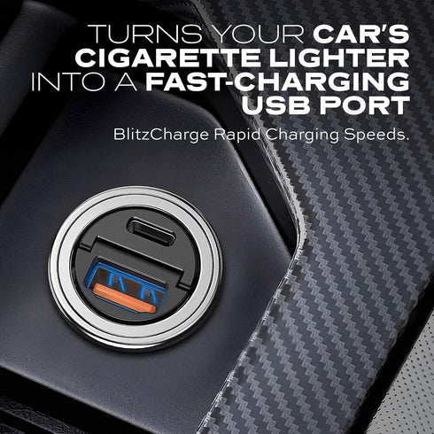 STATIK Dual Car Phone Charger for Cigarette Lighter Plug, 12v - 24 V Fast Charging, USB C & USB A Power Adapter for