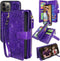 Harryshell Compatible with iPhone 12 Pro Max 6.7 Case Wallet, Detachable Magnetic Zipper Leather with Cash Pocket & 12