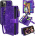 Harryshell Compatible with iPhone 12 Pro Max 6.7 Case Wallet, Detachable Magnetic Zipper Leather with Cash Pocket & 12