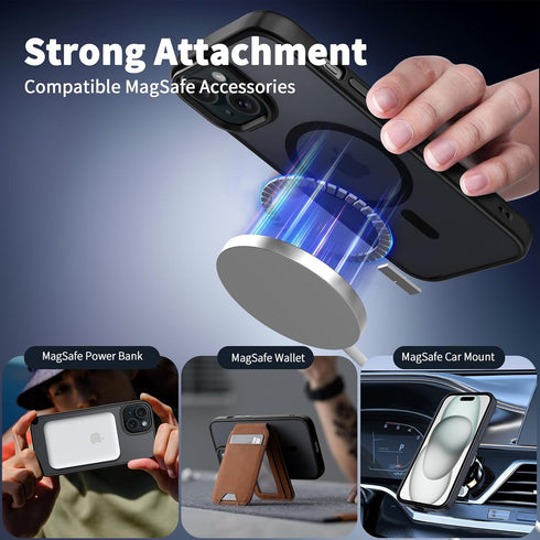 CACOE Magnetic Case for iPhone 15 2023, Compatible with MagSafe, Anti-Fingerprint Shockproof Cover, Matte Black