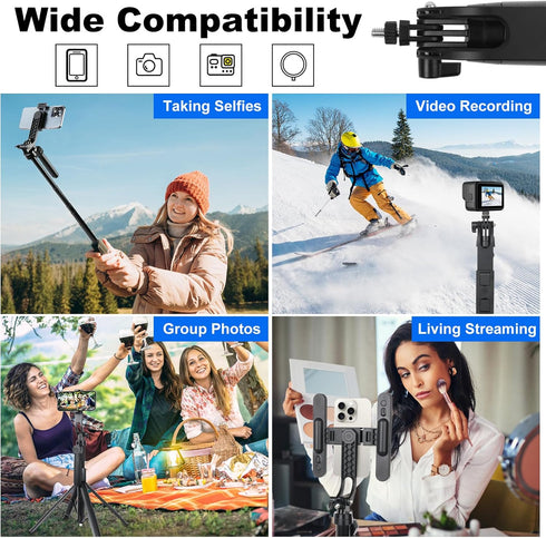 ikaufen 71" Spike,5-Speed Upgrade iPhone Tripod with Ground Adjustable Fill Light,Extendable Tripod for Phone Selfie