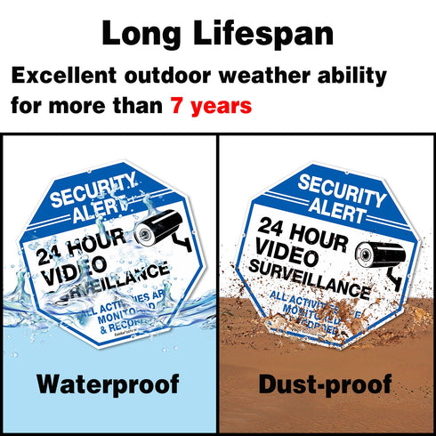 Video Surveillance Sign, 12x12 Security Alert Metal Sign for 24 Hour Video Surveillance, All Activities Monitored
