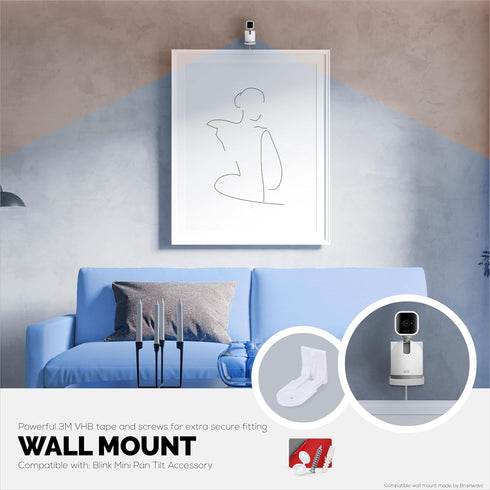 Screwless Wall Mount for Blink Mini Pan Tilt Camera, Easy Install Holder with Strong VHB Holder