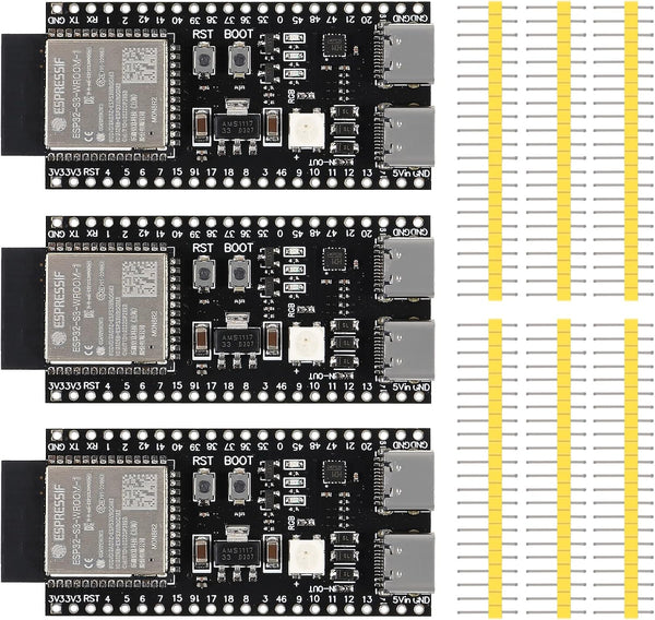 3PCS ESP32-S3 Development Board, Dual Type-C WiFi+Bluetooth Core Board, ESP32-S3-DevKit C N8R2, ESP32-S3-WROOM Module