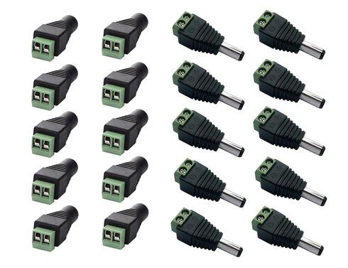 10 Male and 10 Female 12v DC Power Jack Adapter Connector for Led Strip CCTV Camera