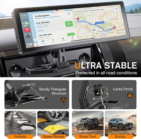 iGoevo 7"10.26" Extended Arm CD Slot CarPlay Screen Mount Higher Viewing Position for Better Visibility, Extra