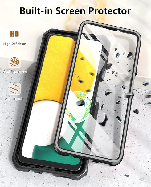 TPU Soft Shock Proof Case for Samsung Galaxy A13 5G - Heavy Duty Military Grade Rugged Cover with Kickstand (Black).