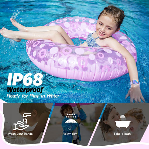 Kids Smart Watch for Boys Girls, 1.5" DIY Dial, Fitness Tracker, 19 Sport Modes, IP68 Waterproof (Purple)