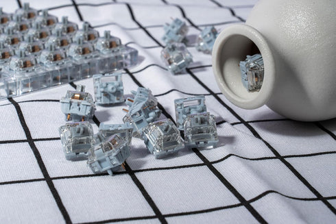 GATERON Zero Degree Fully Silent Silver Keyboard Switches, Linear 0° Dual-Rail 45g Force SMD LED (35 PCS)