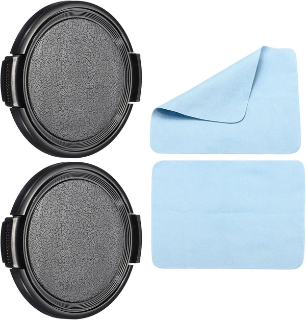 PATIKIL Camera Lens Cap, 2 Pack Sides Pinch Front Lens Cover with Microfiber Cleaning Cloth for 52mm Thread Universal
