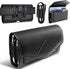 Leather Dual Phone Holster with Belt Loop for 2 Phones, Horizontal Two Phone Belt Holder for Men, Black for
