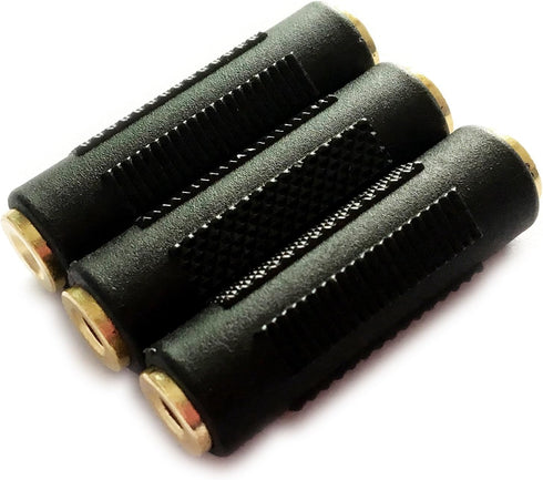 3.5mm Stereo Jack to 3.5mm Female Adapter Connector, Gold Plated (3 Pack)