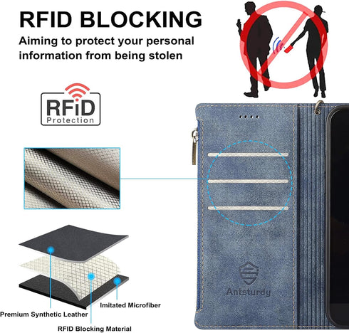 Antsturdy Wallet Case for Motorola Moto G Stylus 5G - RFID Blocking PU Leather Flip Shockproof Cover with Card Holder,
