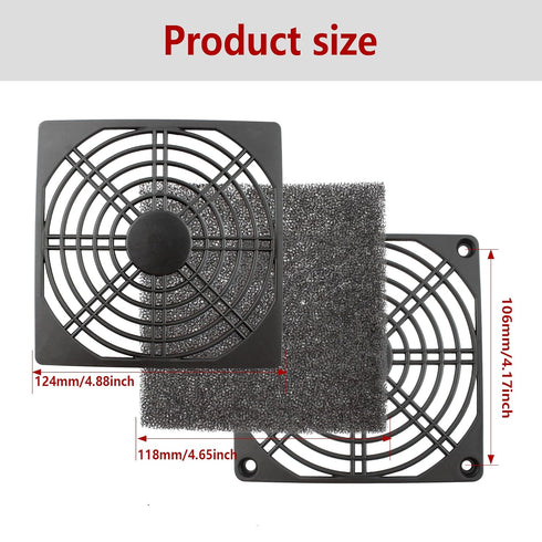 Adyoney 4 120mm Pcs Black Square Plastic Cooling Fan Filter Cover, Dust Screen for Filter Fan Chassis, for PC Computer