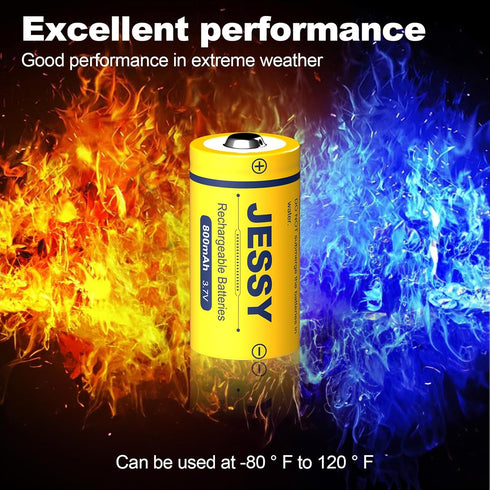 JESSY 4 Pack CR123A Rechargeable Batteries - 3.7V 123A Lithium Battery and Charger for Arlo Cameras, Flashlights,