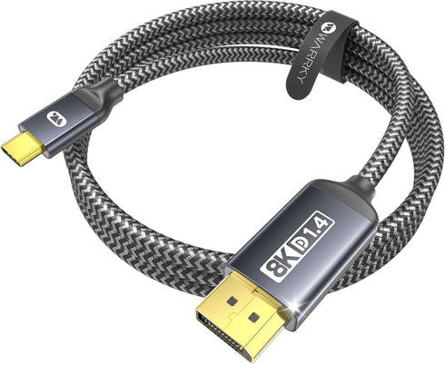 Warrky USB C to DisplayPort 1.4 Cable, 10FT 8K@60Hz, Compatible with iPhone 15, MacBook Pro/Air