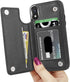 LETO iPhone XR Case, Black Leather Wallet Flip Folio Cover with Kickstand Card Slots for Girls Women