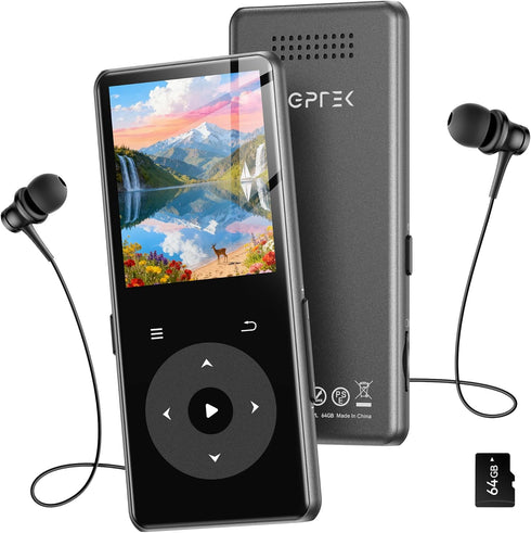 AGPTEK 64GB MP3 Player with Bluetooth, M7 1.8 inch Music Player with Speaker