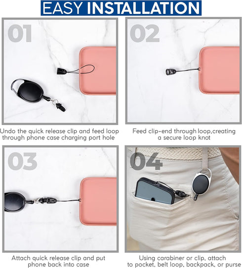 Phone Assured Anti-Drop Anti-Theft Smartphone Safety Leash and Clip