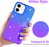 JJGoo iPhone 11 Case, Blue & Purple Gradient Clear Glitter Sparkle Shock Absorption Protective Phone Case for Women