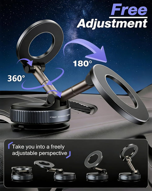 MARUVI Car,2800gf Mount,360 Vacuum Magnetic Phone Holder for Strong Magnetic Phone Adjustable & Reinforced Suction Cup