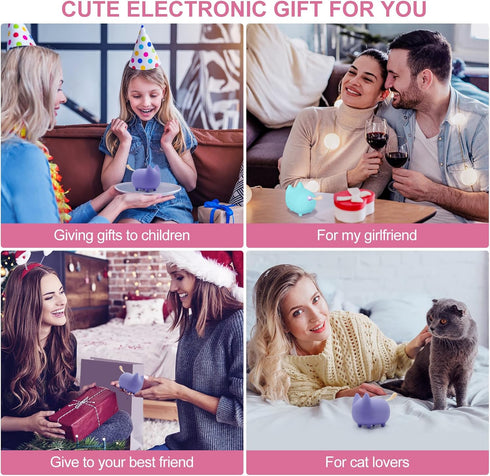 Small Bluetooth Speaker, Cute Cat Mini Wireless Speaker with Loud Stereo Sound, Built-in Mic, Portable for Teen Girls