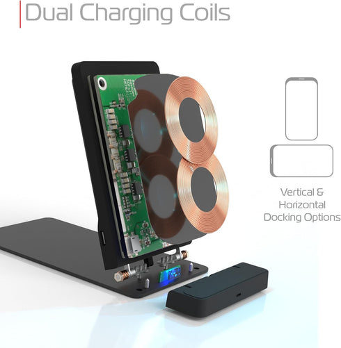 tzumi Multi-Angle Folding Desktop Wireless Charging Pad - Qi Fast Wireless Charger for iPhone X, 8, and Android Devices