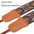 Padwa Lifestyle Camera Strap - 2" Wide Double Layer Cowhide Head Cotton Strap,Vintage Jacquard Embroidery Universal Neck & Shoulder Camera Straps for Photographers and All DSLR Cameras (Brown flower)