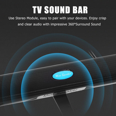 Sound Bars for TV - USB 2.0 Portable Soundbar, Small Surround Soundbar Speakers for PC/Gaming/Projectors