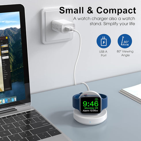 Charging Stand for Apple Watch - Magnetic Wireless Portable Watch Charger Stand with Charging Cord & Adapter Compatible
