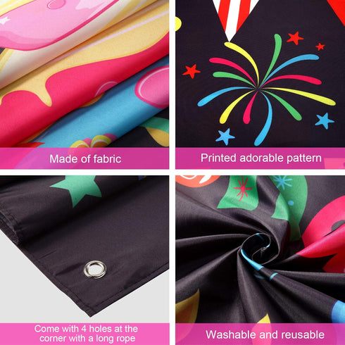 Tatuo Colorful Happy Birthday Banner Door Cover, Photography Party Supplies for Home Outdoor