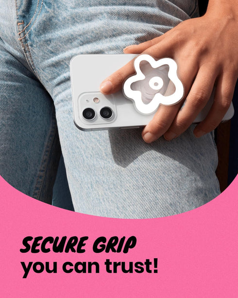 On The Grip OnTheGrip Cute Transparent Daisy Flower Shape Design Mobile Phone Grip Compatible with Magsafe Multi
