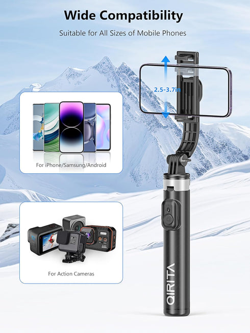 Selfie Stick & Phone Tripod, All in 1 with Remote, Travel Stand for Video Recording, Live Streaming, Compatible with