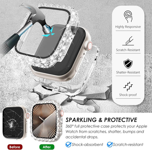 Surace 2 1 11 10 10 11 42mm, in Waterproof Bling Case Compatible for Apple Watch Series Series Screen Protector, Lace