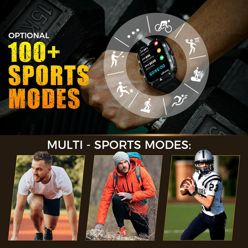 Military Smart Watch for Men, 3ATM Waterproof, 2.0'' Big Screen Tactical Smartwatch, 430mAh Fitness Tracker with Heart