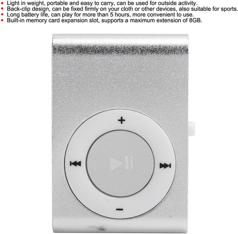 Zerone MP3 MiniMP3 Mini Player, Portable Player Aluminum Alloy Digital Media Player BackClip Player with Earphone