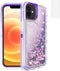 Asuwish iPhone 12 Mini Case 5.4" - Bling Liquid Glitter, Clear Hybrid Silicone, Military Grade Protection, Purple.