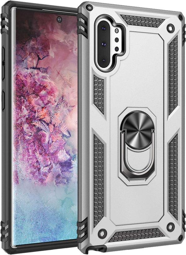 Military Grade Shockproof Case for Samsung Galaxy Note 10 Plus, 5G Metal Rotating Ring Kickstand Holder