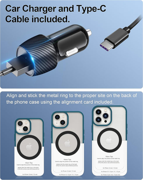 OQTIQ for MagSafe Cup Holder Wireless Car Charger Mount, Magnetic Phone Charger with Heat-Dissipating System for iPhone