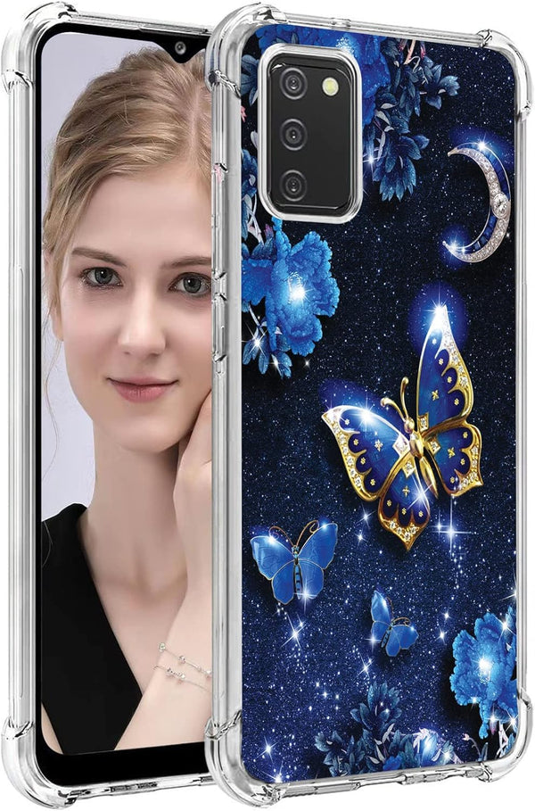 Samsung Galaxy A03S/A02S Case, PU Soft Rubber, Reinforced Anti-Fall Cover, Butterfly Design