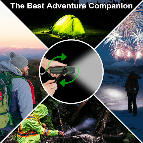 Hand Crank Flashlight with Emergency Radio, Portable USB Charging LED Torch for Camping and Hiking